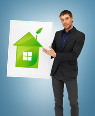 Image showing handsome man illustration of eco house