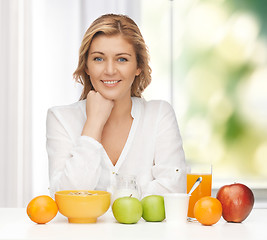 Image showing woman with healthy breakfast