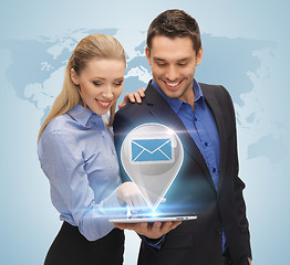 Image showing man and woman with virtual email sign