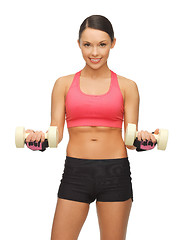 Image showing woman with dumbbells