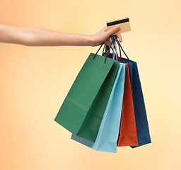 Image showing multi colored shopping bags and credit card