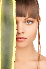 Image showing lovely woman with aloe vera