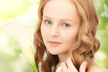 Image showing beautiful woman with calla flower