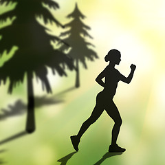 Image showing silhouette of jogging woman