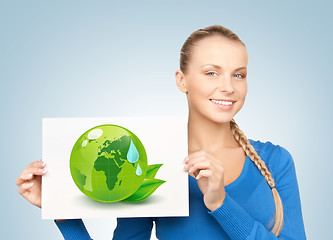 Image showing woman with illustration of green eco globe