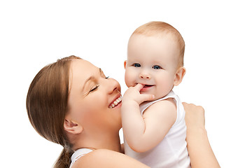 Image showing happy mother with adorable baby