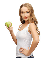 Image showing woman with green apple