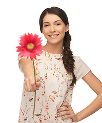 Image showing young and beautiful woman with flower