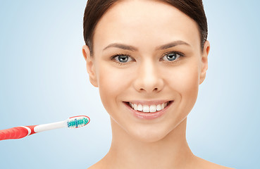 Image showing beautiful woman with toothbrush