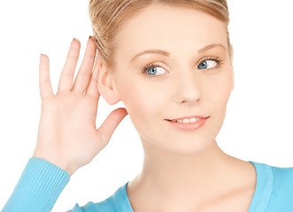 Image showing happy woman listening gossip