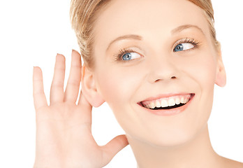 Image showing happy woman listening gossip