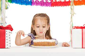 Image showing litle girl with birthday cake