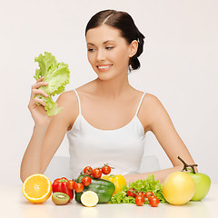 Image showing woman with fruits and vegetables