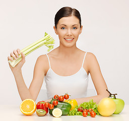 Image showing woman with fruits and vegetables