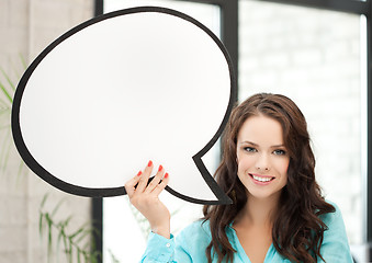 Image showing smiling young woman with blank text bubble