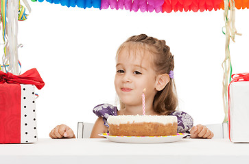 Image showing litle girl with birthday cake