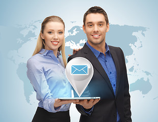 Image showing man and woman with virtual email sign