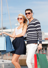 Image showing young couple in duty free shop