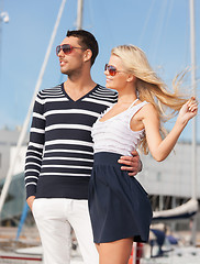 Image showing happy young couple in port