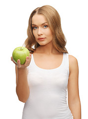 Image showing woman with green apple