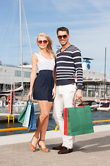 Image showing young couple in duty free shop