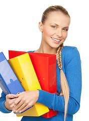 Image showing happy woman with folders