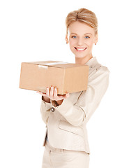 Image showing woman with cardboard box