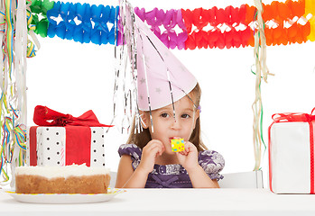 Image showing litle girl with birthday cake