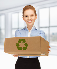 Image showing woman with cardboard box