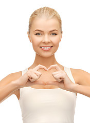 Image showing woman showing heart shape gesture