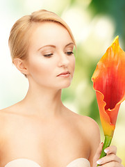 Image showing beautiful woman with calla flower