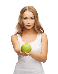 Image showing woman with green apple