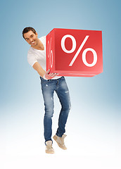 Image showing man with big percent box