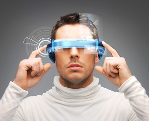 Image showing businessman with digital glasses