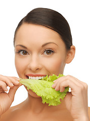 Image showing woman with lettuce