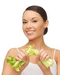 Image showing woman with fresh celery