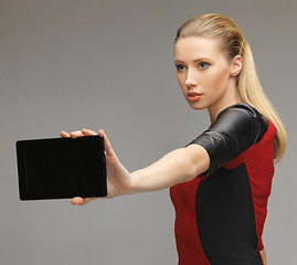 Image showing futuristic woman with tablet pc