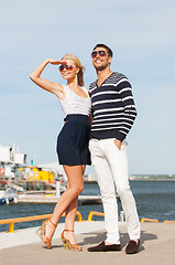 Image showing happy young couple in port