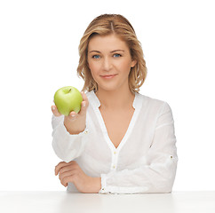 Image showing woman with green apple