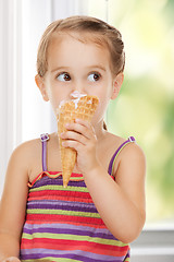 Image showing litle girl with ice cream