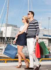 Image showing young couple in duty free shop