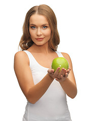 Image showing woman with green apple