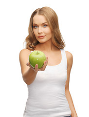Image showing woman with green apple