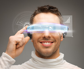 Image showing businessman with digital glasses