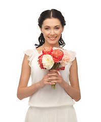 Image showing woman with bouquet of flowers