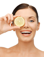 Image showing woman with lemon slice