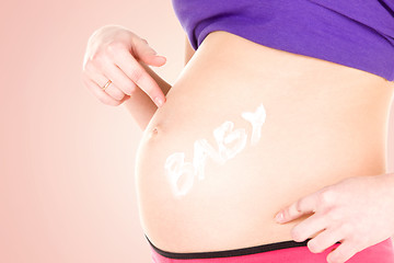 Image showing pregnant woman belly