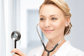 Image showing attractive female doctor with stethoscope