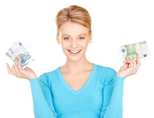 Image showing woman with euro cash money