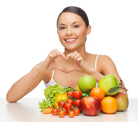 Image showing woman with fruits and vegetables